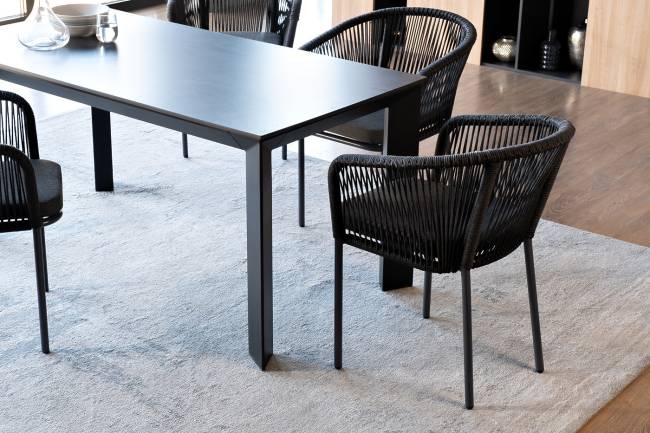 "Венето" обеденная группа на 4 персоны со стульями "Марсель", каркас темно-серый, роуп темно-серый "Венето" обеденная группа на 4 персоны со стульями "Марсель", каркас темно-серый, роуп темно-серый