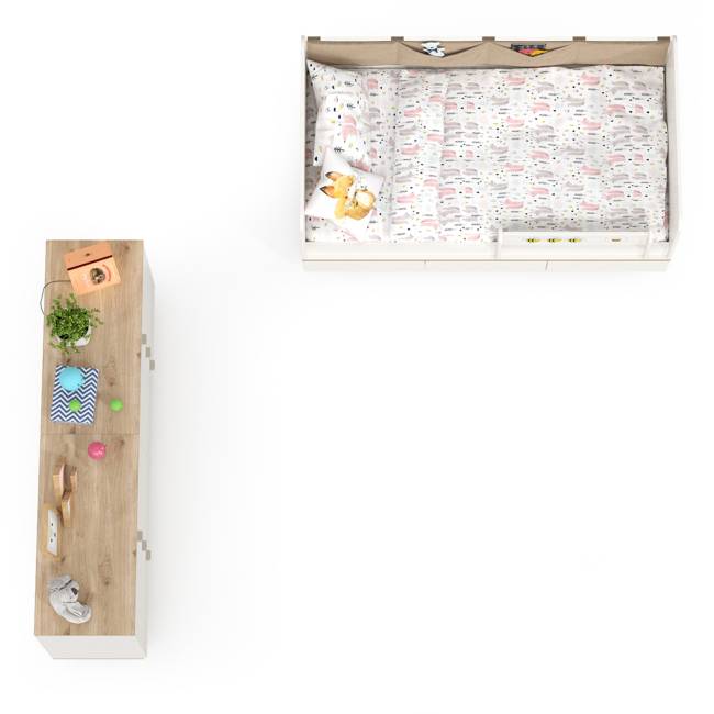 Кровать в детскую Эйп с комодами на три ящика цвет белый/дуб белый