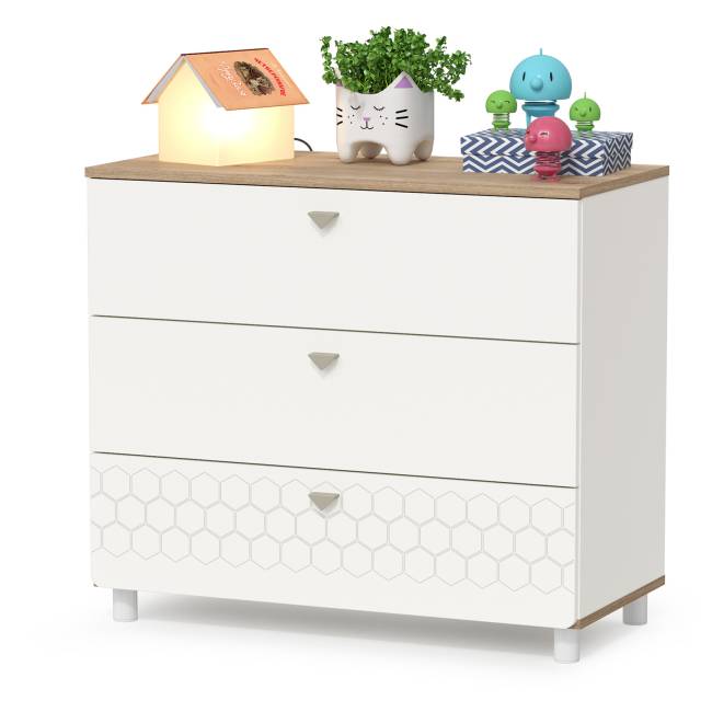 Кровать в детскую Эйп с комодами на три ящика цвет белый/дуб белый
