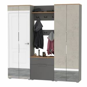 Большая прихожая Октава № 27 цвет серый графит/дуб крафт золотой