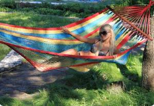 Гамак одноместный плетеный MEXICO красный mixed