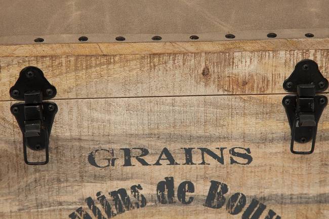 Пуф - сундук Secret De Maison PERRET (mod. M-540 ) дерево манго/ткань хлопок, 45*45*50, натуральный, ткань: винтаж натуральный дерево манго/ткань хлопок