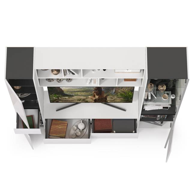 Сидней набор мебели № 42 цвет белый/чёрный/фасады МДФ белый глянец Сидней набор мебели № 42 цвет белый/чёрный/фасады МДФ белый глянец