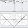 Зонт профессиональный двухкупольный 2.9х6.3 м Galaxia Dual T Timber имитация ироко, серебристо-серый 2900х6300 мм