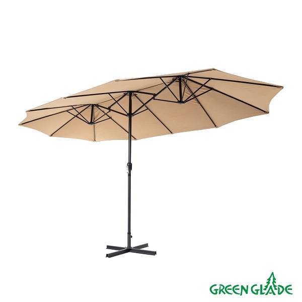 Зонт садовый Green Glade 4333 светло-коричневый с крестовиной