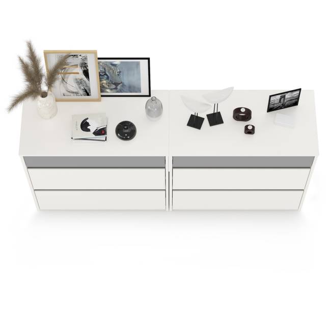 Два комода Торонто цвет белый шагрень/стальной серый Два комода Торонто цвет белый шагрень/стальной серый
