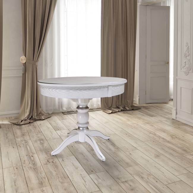 Стол обеденный Фидея 4 раздвижной белый/серебро 90/130*90