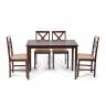 Обеденный комплект Хадсон (стол + 4 стула)/ Hudson Dining Set дерево гевея/мдф, стол: 110х70х75см / стул: 44х42х89см, cappuccino (темный орех), ткань кор.-зол. (1