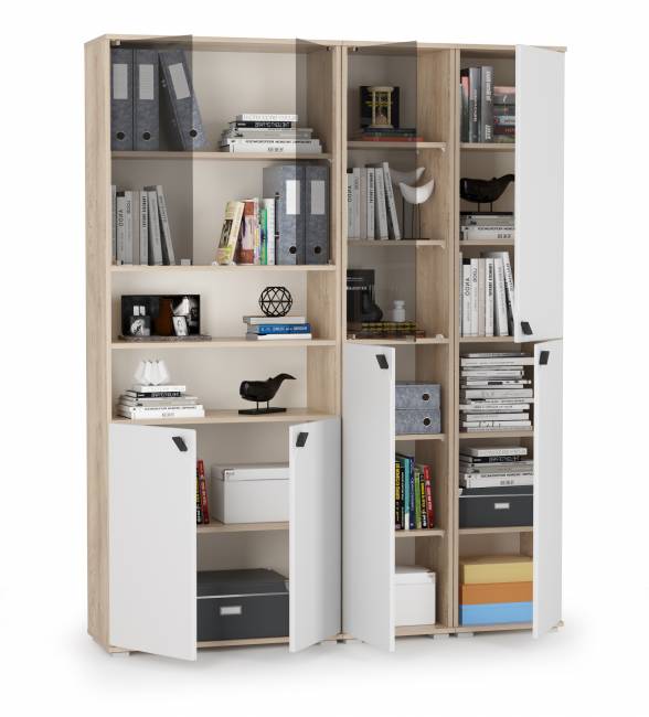 Набор стеллажей Бостон № 48 цвет дуб эндгрейн элегантный/фасады МДФ милк рикамо софт