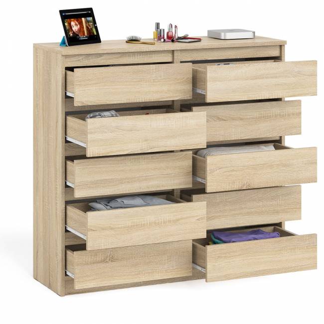 Комод высокий на десять выдвижных ящиков Мори МК1200.10 цвет дуб сонома Комод высокий на десять выдвижных ящиков Мори МК1200.10 цвет дуб сонома