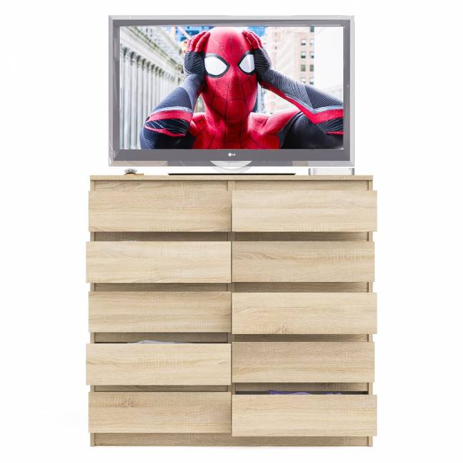 Комод высокий на десять выдвижных ящиков Мори МК1200.10 цвет дуб сонома Комод высокий на десять выдвижных ящиков Мори МК1200.10 цвет дуб сонома