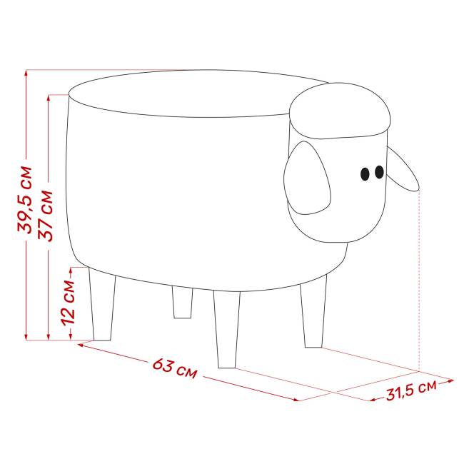 Пуф Leset Lamb COMBI Молочный, компаньон серый Бук