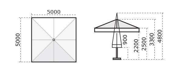 Зонт профессиональный телескопический 5х5 м Capri Dark антрацит, слоновая кость 5000х5000 мм Зонт профессиональный телескопический 5х5 м Capri Dark антрацит, слоновая кость 5000х5000 мм