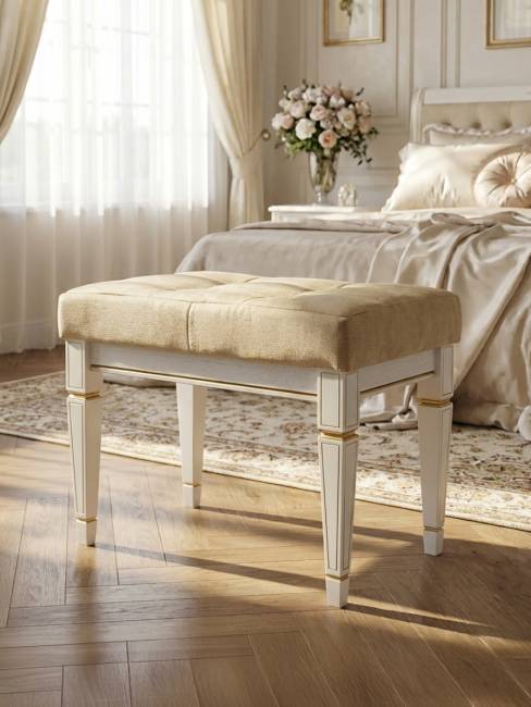 Банкетка Васко В 97Н белый ясень/золото