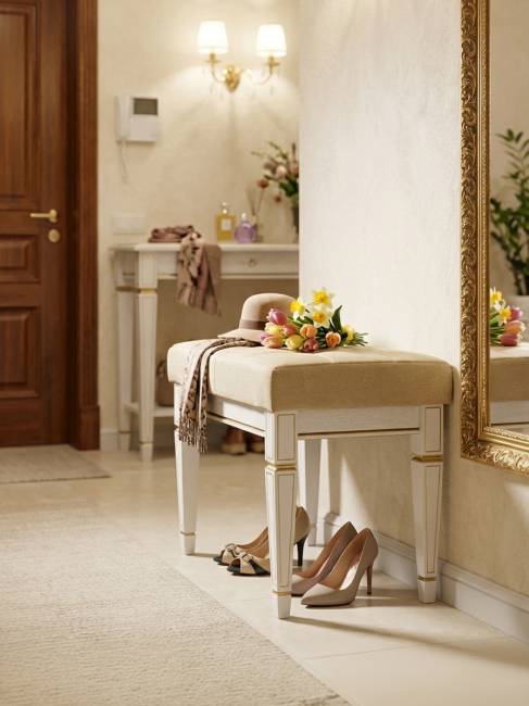 Банкетка Васко В 97Н белый ясень/золото