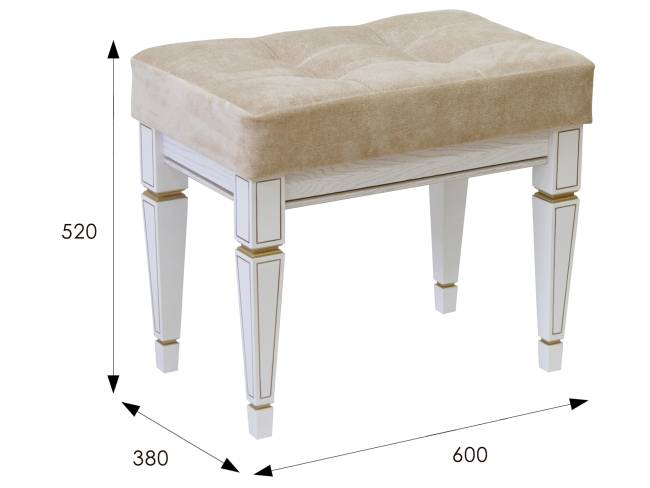 Банкетка Васко В 97Н белый ясень/золото