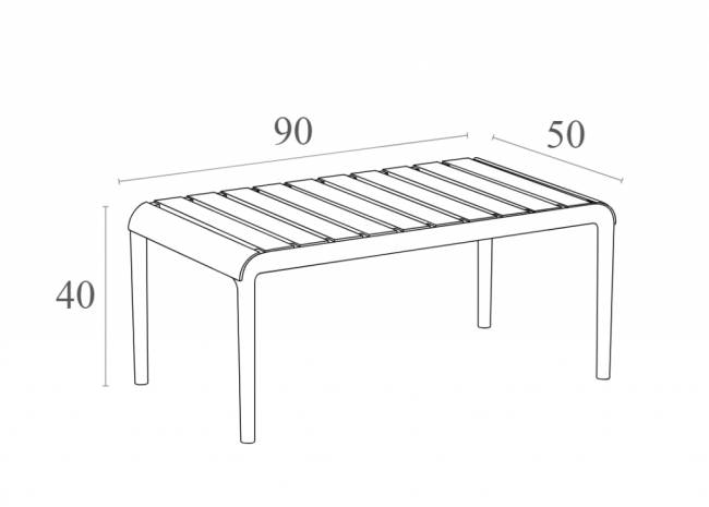 Столик пластиковый журнальный Paris Lounge Table оливковый 900х500х400 мм
