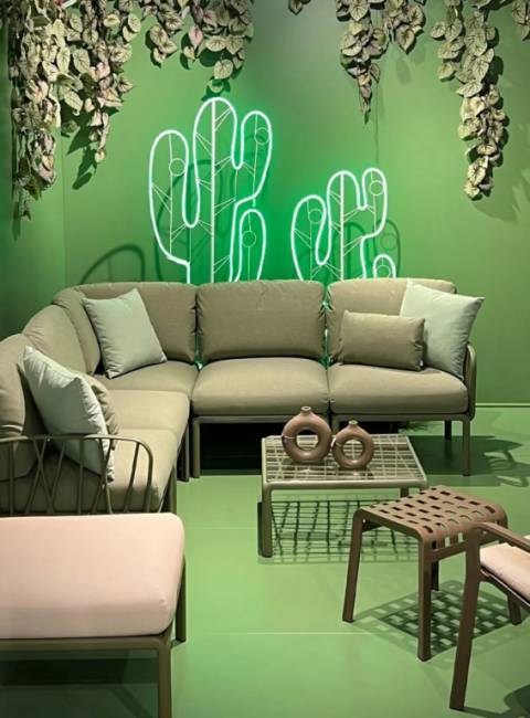 Модуль правый/левый пластиковый с подушками Komodo Elemento Terminale DS/SX агава, джунгли 745х780х900 мм