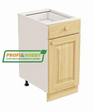 Тумба 1 дверь 1 ящик 400х530х720 + фасад сосна бесцветный лак