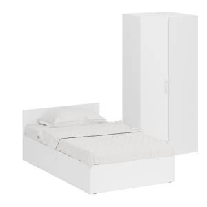 Кровать белая односпальная 1200 с угловым шкафом Стандарт цвет белый