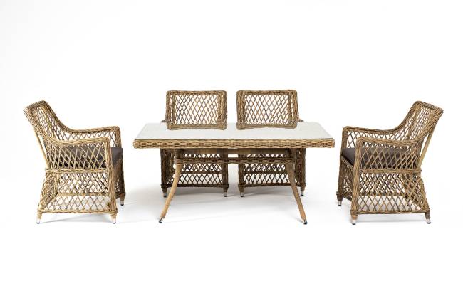 "Латте - 140 L" обеденная группа плетеная, цвет соломенный