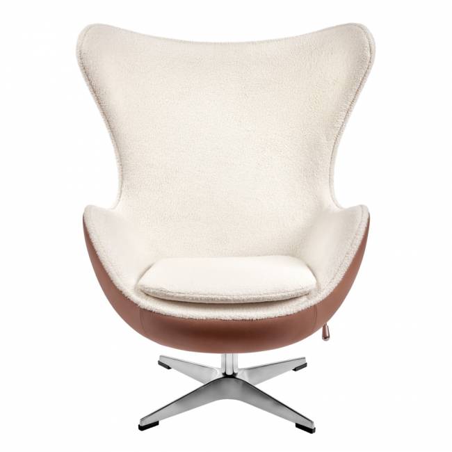 Кресло EGG STYLE CHAIR коричневый, белый, экокожа Кресло EGG STYLE CHAIR коричневый, белый, экокожа