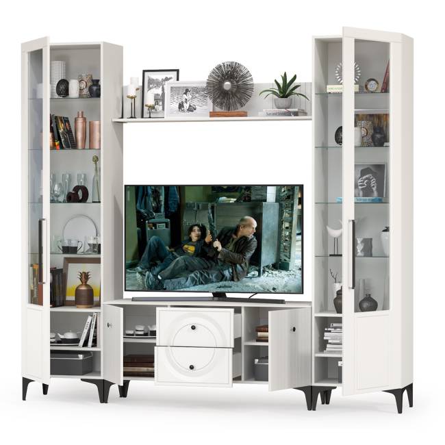 Стенка для гостиной Валенсия № 62 цвет белый шагрень Стенка для гостиной Валенсия № 62 цвет белый шагрень