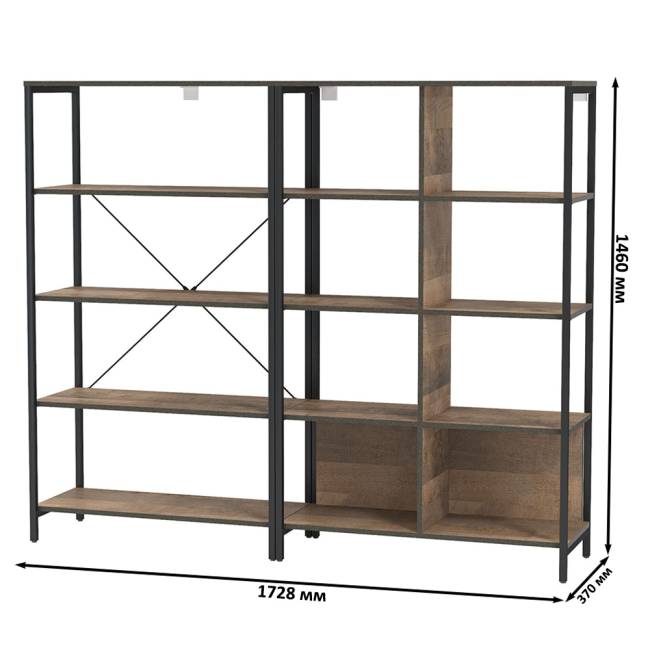 Открытый стеллаж с полками и стеллаж Трувор 13.151.02 цвет дуб гранж песочный/интра Открытый стеллаж с полками и стеллаж Трувор 13.151.02 цвет дуб гранж песочный/интра
