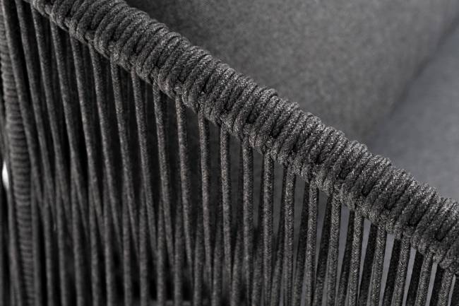 "Милан" диван 3-местный плетеный из роупа, каркас алюминий темно-серый (RAL7024) муар, роуп темно-серый круглый, ткань темно-серая 027 "Милан" диван 3-местный плетеный из роупа, каркас алюминий темно-серый (RAL7024) муар, роуп темно-серый круглый, ткань темно-серая 027