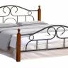 Кровать AT-808 дерево гевея/металл, 160*200 см (Queen bed), красный дуб/черный красный дуб/черный дерево гевея/металл