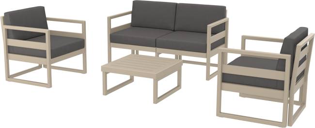 Комплект пластиковой мебели Mykonos бежевый, темно-серый