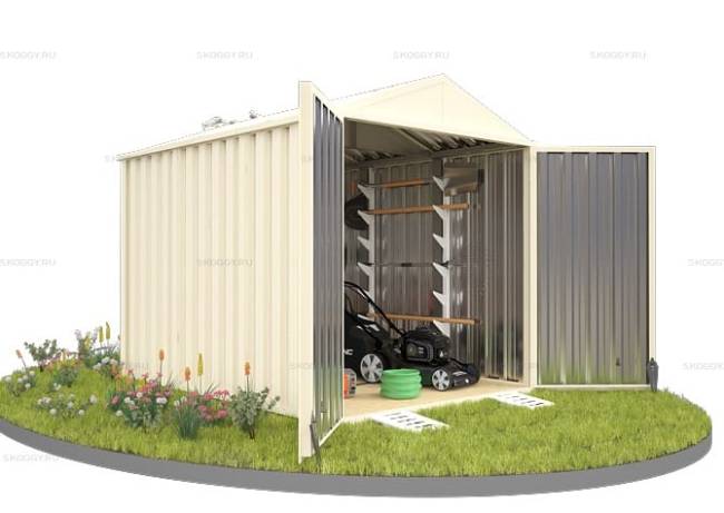 Хозблок SKOGGY секционный с двускатной крышей 3 х 2 м, слоновая кость