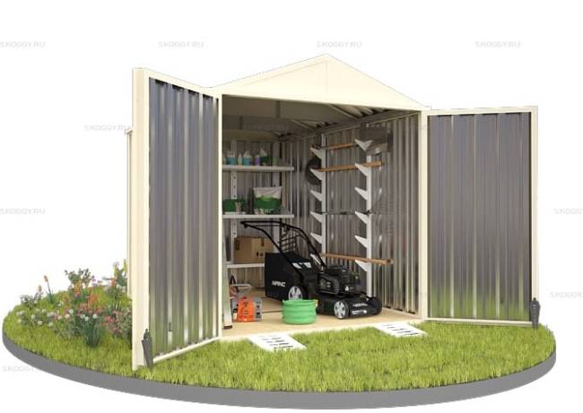 Хозблок SKOGGY секционный с двускатной крышей 3 х 2 м, слоновая кость