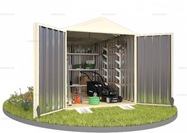 Хозблок SKOGGY секционный с двускатной крышей 3 х 2 м, слоновая кость