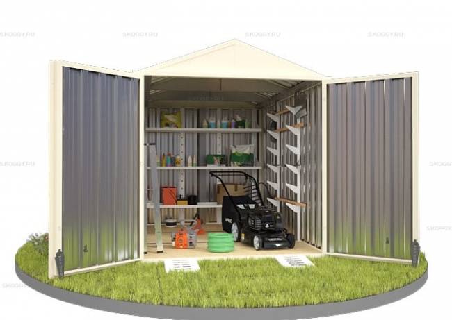 Хозблок SKOGGY секционный с двускатной крышей 3 х 2 м, слоновая кость