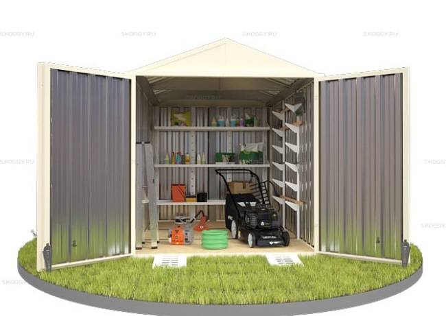 Хозблок SKOGGY секционный с двускатной крышей 3 х 2 м, слоновая кость