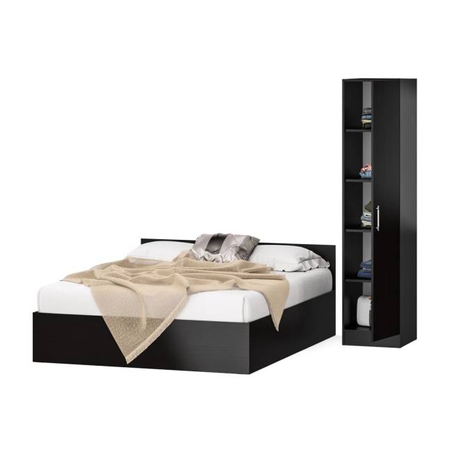 Кровать двуспальная 1600 с пеналом Стандарт цвет венге