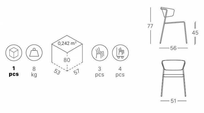Кресло деревянное Lisa Wood черный глянцевый никель, орех 510х560х770 мм