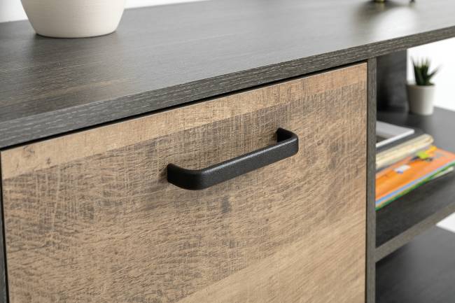 Комод с витриной с подсветкой и комод с дверкой и ящиком Трувор цвет дуб гранж песочный/интра Комод с витриной с подсветкой и комод с дверкой и ящиком Трувор цвет дуб гранж песочный/интра