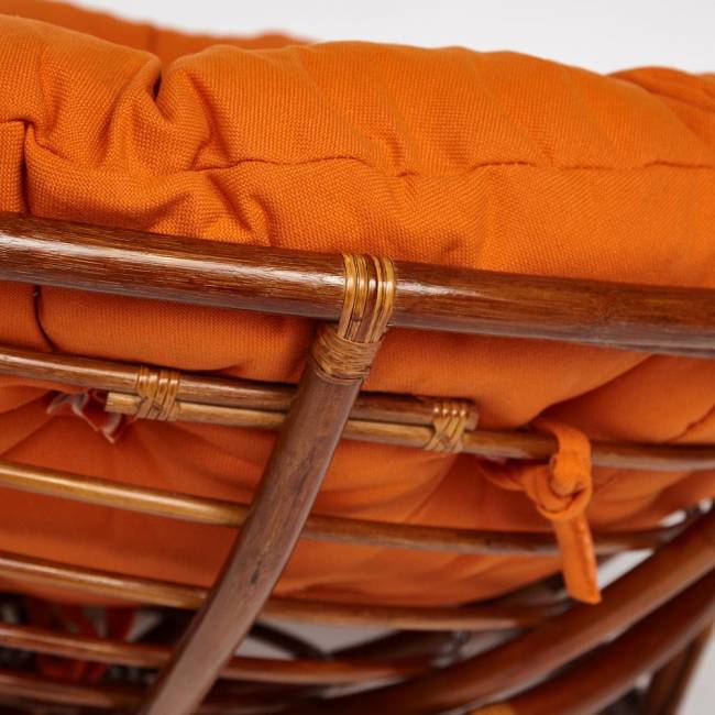 Кресло PAPASAN/ПАПАСАН 23/01 W  /с подушкой/ диаметр подушки 122 см, 115х101х104 см, Pecan (орех), ткань Оранжевый, С 23 Pecan (орех)
