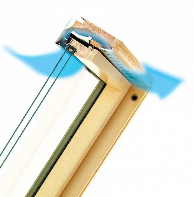 Деревянное мансардное окно FPU-V U3 PRESELECT MAX с комбинированной системой открывания