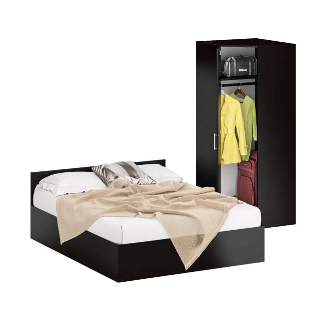 Кровать двуспальная 1600 с угловым шкафом Стандарт цвет венге