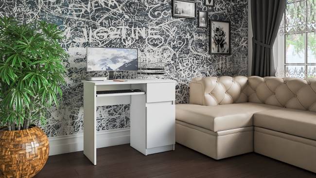 Стол компьютерный Мори МС-1 правый цвет белый Стол компьютерный Мори МС-1 правый цвет белый