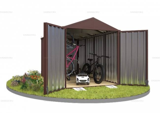 Хозблок SKOGGY секционный с двускатной крышей 4 х 2 м, шоколадный