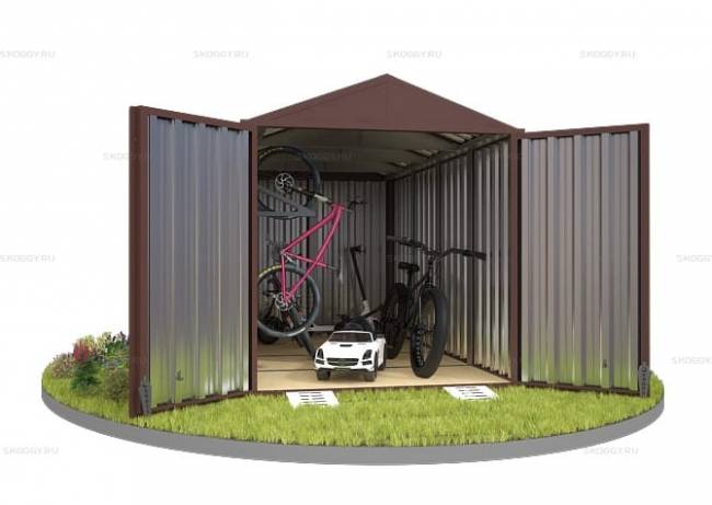 Хозблок SKOGGY секционный с двускатной крышей 4 х 2 м, шоколадный