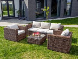 Лаунж-зона KARL с трёхместным диваном (коричневая)